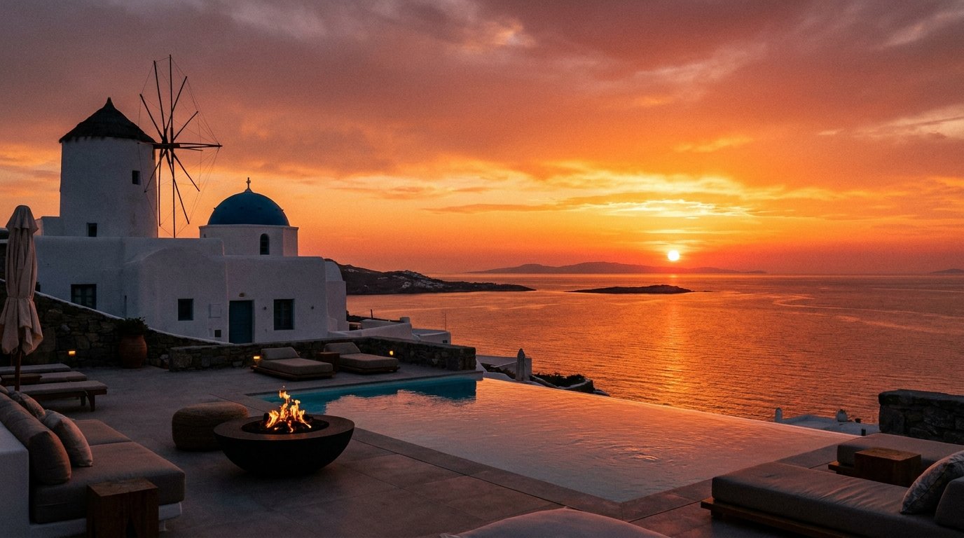 Dramatic sunset over the Aegean Sea seen from SÉLAS Dramatic sunset over the Aegean Sea seen from SÉLAS